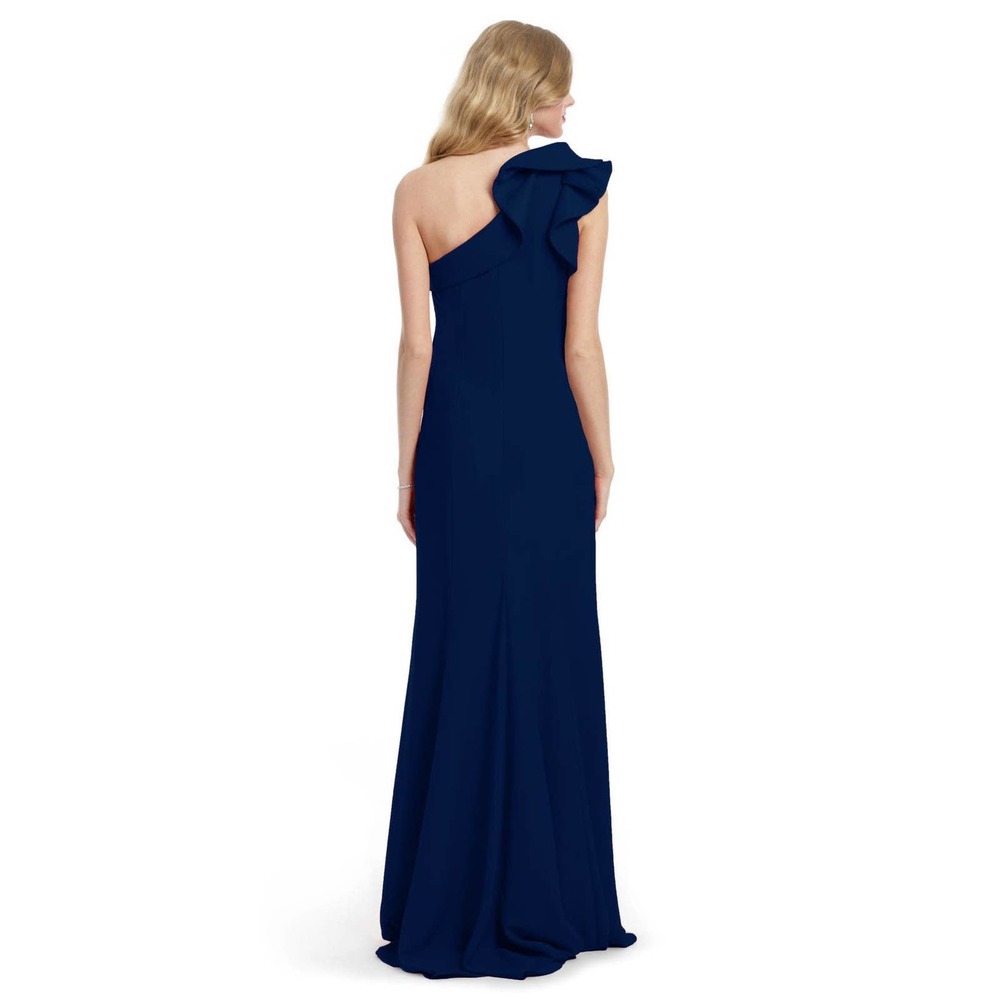 Carmen Marc Valvo Major Moment Ruffle One Shoulder Maxi Dress Size 2 - Picture 3 of 11